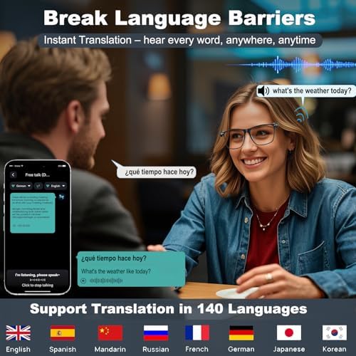 Ai Smart Glasses Bluetooth 5.4 with Translation for Men Women 160+Languages Color-Change Lens Chat GPT Assistant Free App Translator Glasses Meeting,Driver,Travel (CK03) - Image 2