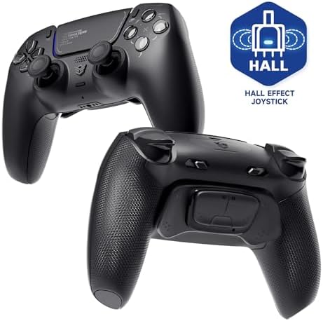 HEXGAMING ULTIMATE PRO Gaming Controller Compatible with ps5/PC/Mobile – 4 Back Buttons, 6 Custom Profiles, Adjustable Triggers, 8 Swappable Thumbsticks – Hall Effect Chaos Black